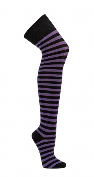 Overknees Ringel schwarz-lila