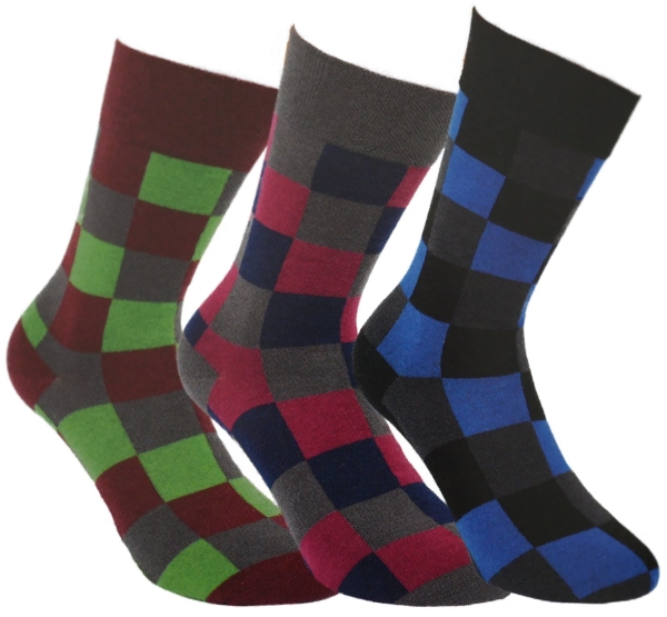 Herren Socken 50-52 XXL Übergröße RS. Harmony „Zauberwürfel“ 3 Paar mit Softrand