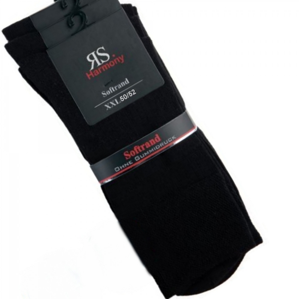 3 Paar Socken Übergröße XXL 50-52 Herrensocken Schwarz