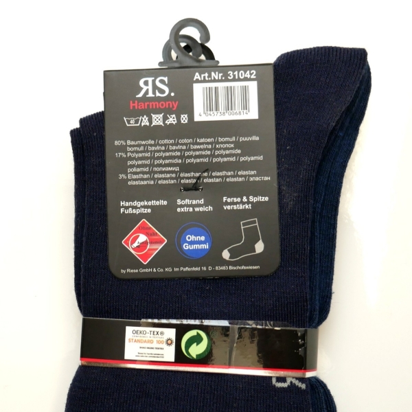 3 Paar Wellness-Socken Gr.52-54 extra weicher Softrand | Herren-Socken in Jeanstöne