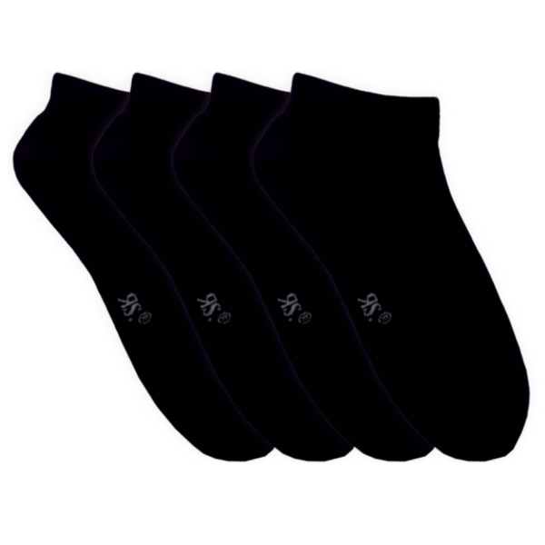 4 Paar Sneaker-Socken 52-54 Herrensocken Schwarz Übergröße | Verstärkte Verse & Spitze