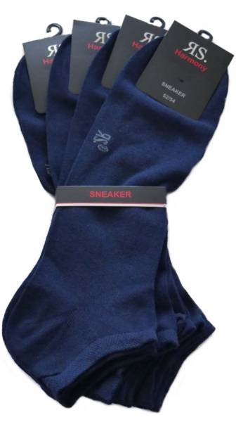 4 Paar Sneaker-Socken 52-54 Herrensocken Marine Übergröße XXL | Verstärkte Verse & Spitze