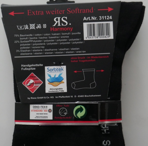 Gesundheitssocken Anthrazit & Schwarz 43-46 Info