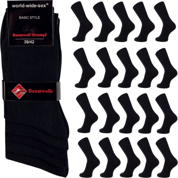 20 Paar Socken Herren Business-Socken Baumwolle Schwarz Größe 39-42 43-46