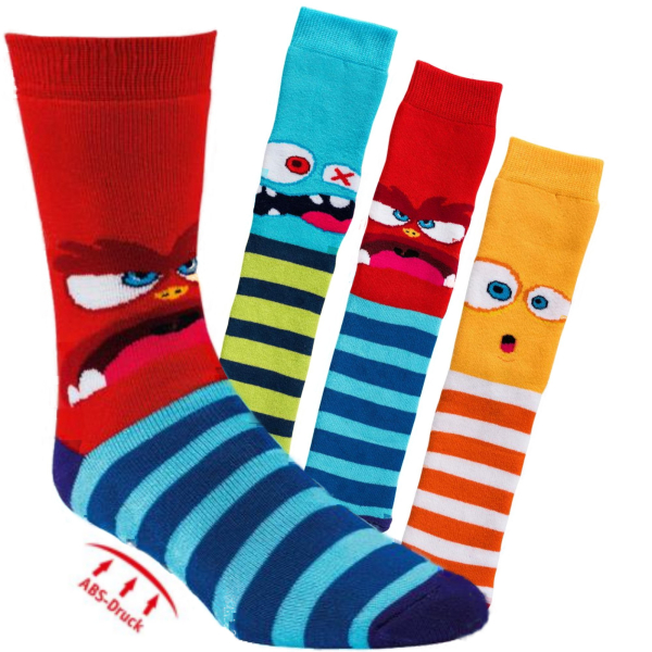 ABS Kinder Socken Gr. 35-38 Motiv lustige Monster 3 Paar