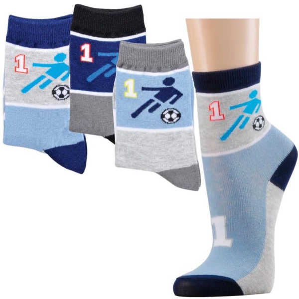6 Paar Kinder-Socken 35-38 Jungen Motiv Fußball No.1 Coole Jungen Socken