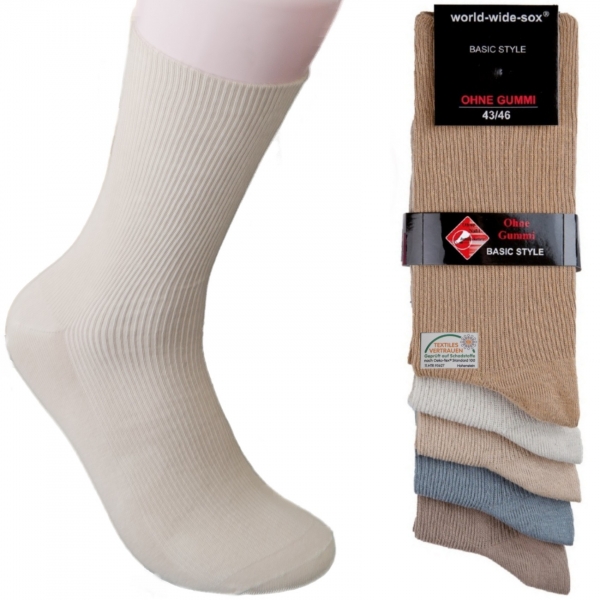 5 Paar venenfreundliche Socken ohne Gummi & Fußspitze ohne drückende Naht in Naturtöne