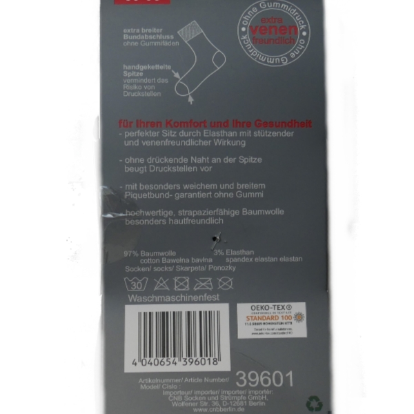3 Paar Damen-Socken 39-42 Grau ohne Gummi Komfortbund handgekettelte Spitze
