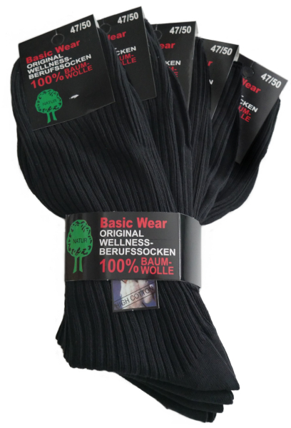 10 Paar Baumwollsocken Schwarz 47-50 Herren Business-Socken