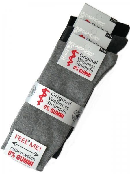 3-6-9 Paar Wellness-Socken 51-54 extrabreiter Komfortbund | Socken ohne Gummi