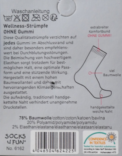 3 Paar Wellness-Strümpfe ohne Gummi Jeans Marine Schwarz für Damen & Herren