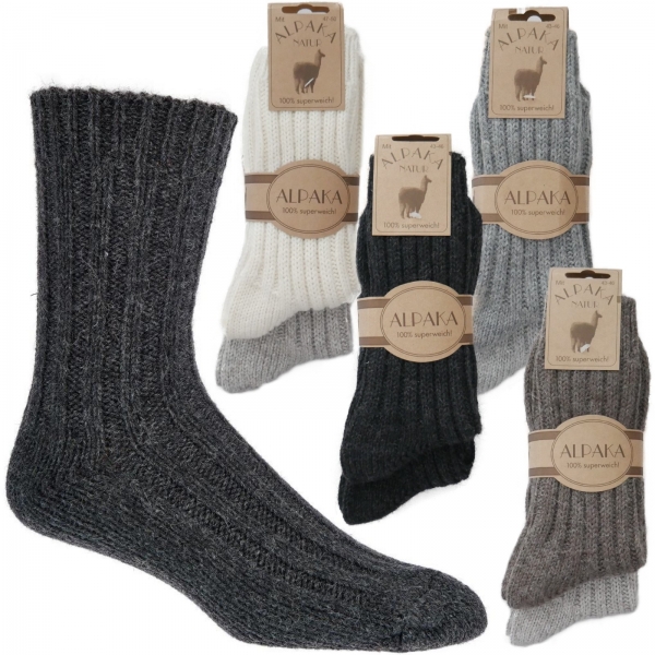 Damen Wollsocken mit Alpaka Winter-Socken warm & weich | 2 Paar warme Socken Größe 35-38 39-42 43-46