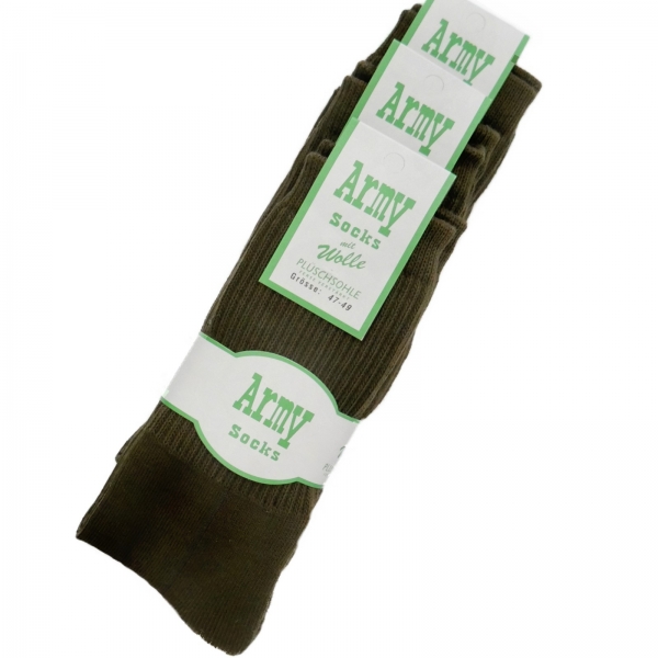 Army-Style Socken mit Wolle & Plüschsohle Damen & Herren 3 Paar Socken verstärkte Ferse & weiche Naht