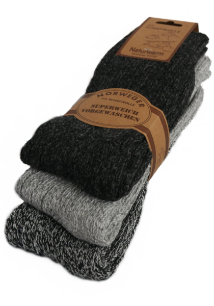 Norwegersocken Heern in Melange-Farben Anthrazit-Grau-Schwarz