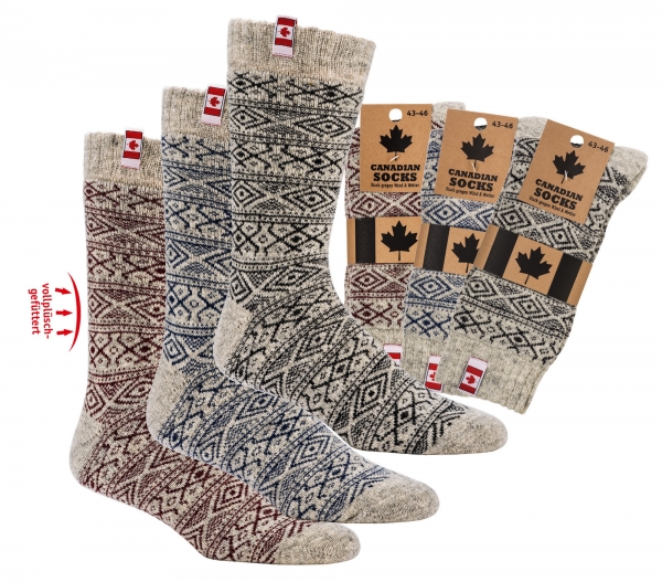 Herren Canadian Thermo-Socken mit 80% Wolle weich & warm | Vollplüsch Canadian Socks