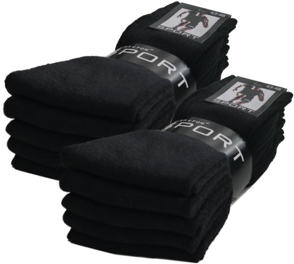 Tennissocken Schwarz Gr. 43-46