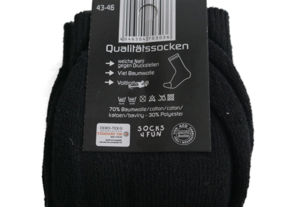 Tennissocken Schwarz Gr. 43-46 Etikett