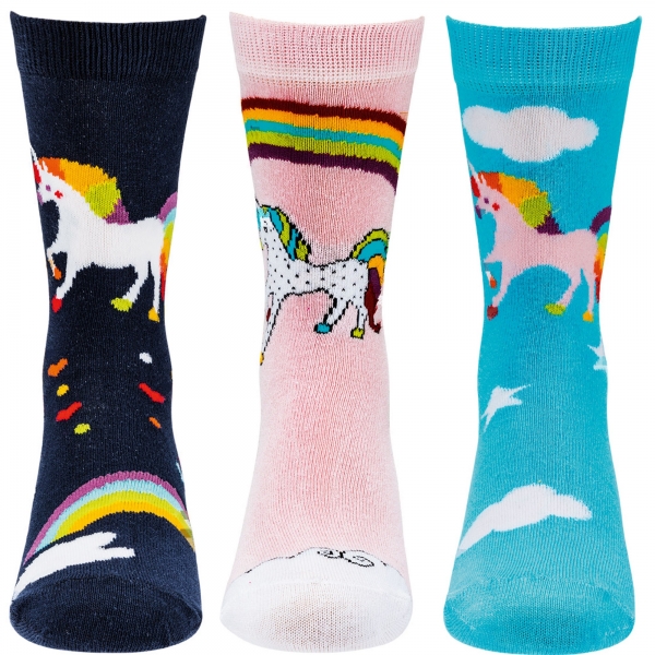 ABS-Socken Kinder mit Motiv Einhorn aus Vollfrottee | 3 Paar Größe 19-22 23-26 27-30 31-34