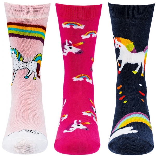 ABS-Socken Kinder mit Motiv Einhorn aus Vollfrottee | 3 Paar Größe 19-22 23-26 27-30 31-34