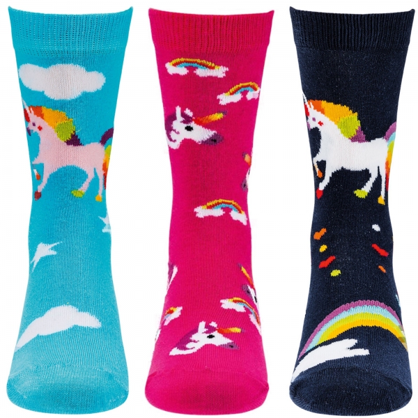 ABS-Socken Kinder mit Motiv Einhorn aus Vollfrottee | 3 Paar Größe 19-22 23-26 27-30 31-34