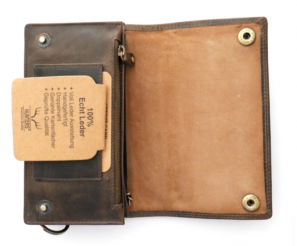 Leder-Geldbeutel mit Kette für Biker in Vintage Grau RFID | Handgemachtes Wallet für Damen & Herren