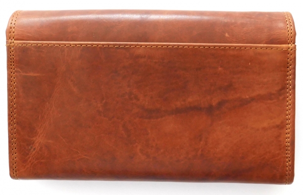 Damen Leder-Portemonnaie handgemacht Braun RFID | Echtleder Langbörse mit vielen Kartenfächern