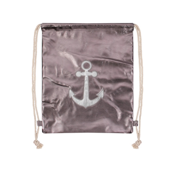 Damen Sportbeutel glänzend Grau-Rosé Metallic-Look