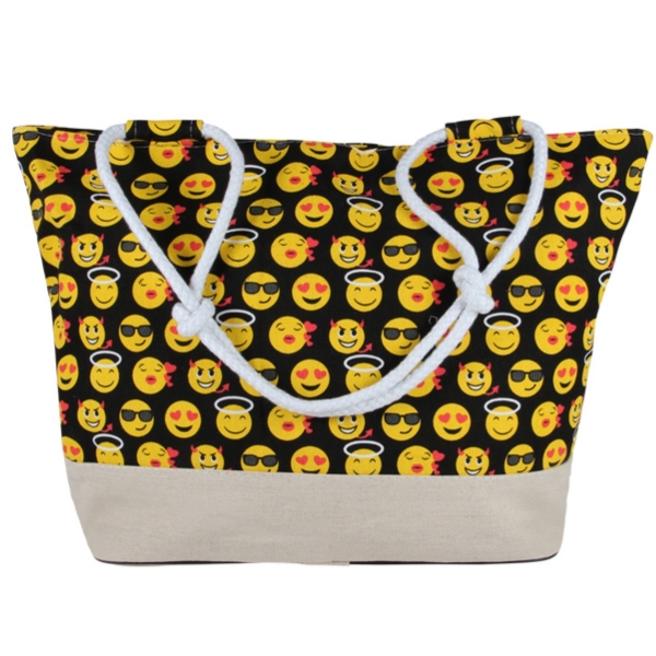 XXL Shopper Tasche Schwarz-Beige Emoticon