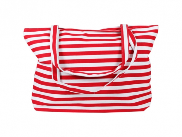 Strandtasche Weiß mit roten Streifen