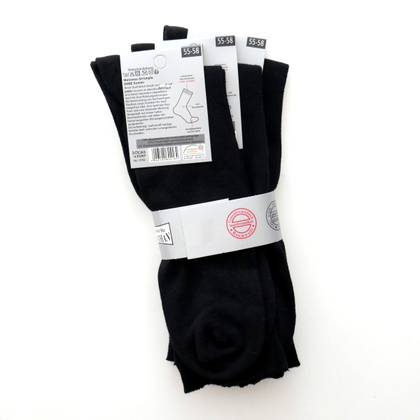 3 Paar Socken Größe 55-58 ohne Gummi Schwarz Herrensocken Übergröße XXL