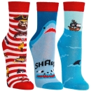 3 Paar Kinder Socken Gr. 35-38 Pirat-Motive Jungen Mädchen Piraten Wadensocken