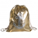 Turnbeutel Damen elegant im Gold Metallic-Look mit Anker